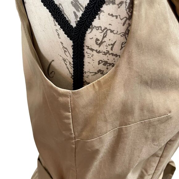 Ann Taylor Women's Y2K Khaki Collared Sheath Dress Zipper Front Tie Size 6 - Picture 7 of 9